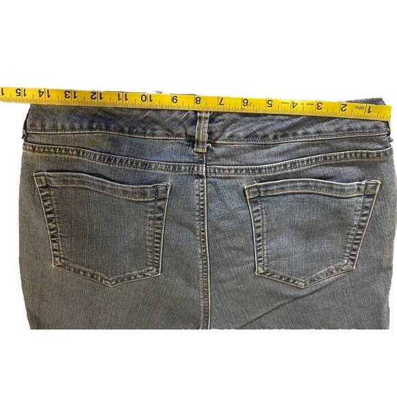 Charter Club 14 Petite womens blue jeans Lexington straight stretch DISTRESSED - Picture 6 of 12